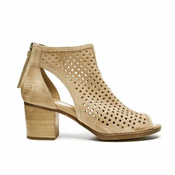 Open Toe Laser Cut Genuine Suede Booties - Picture 2 of 8